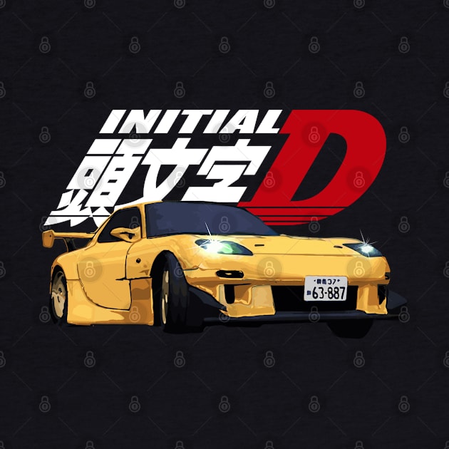 Initial D - FD RX-7 yellow drift by cowtown_cowboy